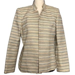 Kasper Blazer 8P Striped Beige Textured Jacket